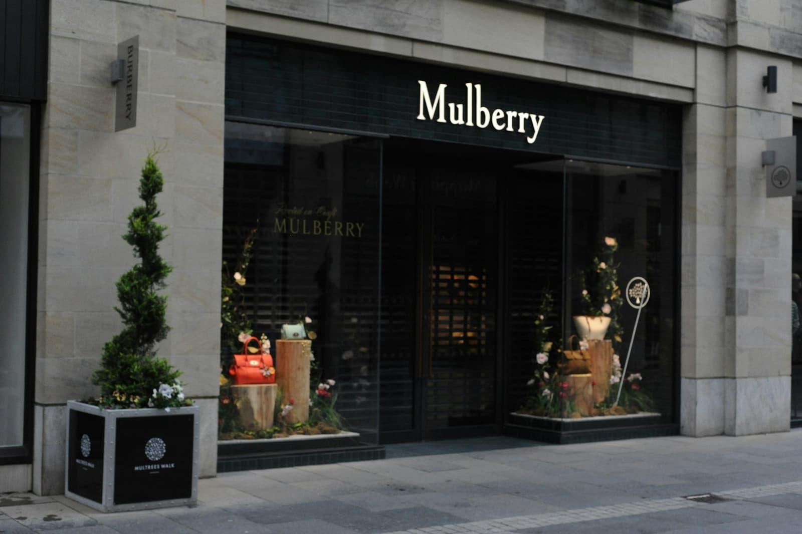 Façade d'une boutique de luxe et sa vitrine soignée.